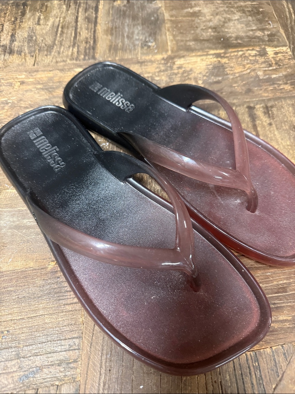 Melissa Women's Translucent Burgundy Jelly Flip Flop Sandals